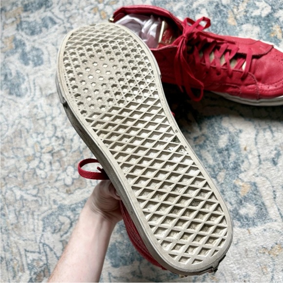 Vans Sk8 Hi Red & Gold Tongue Leather Shoes - Picture 5 of 9